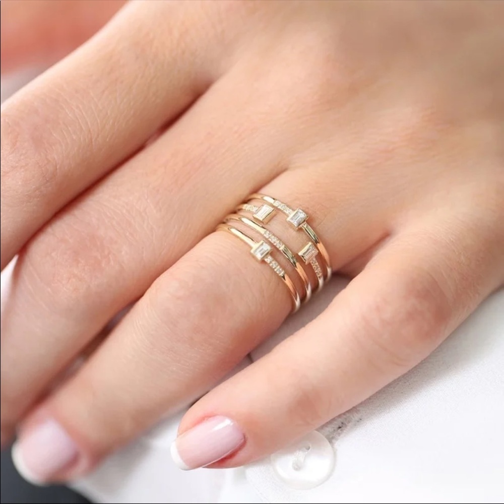 *NEW*18K Rose Gold Plated Gorgeous Diamond Ring - Picture 3 of 3